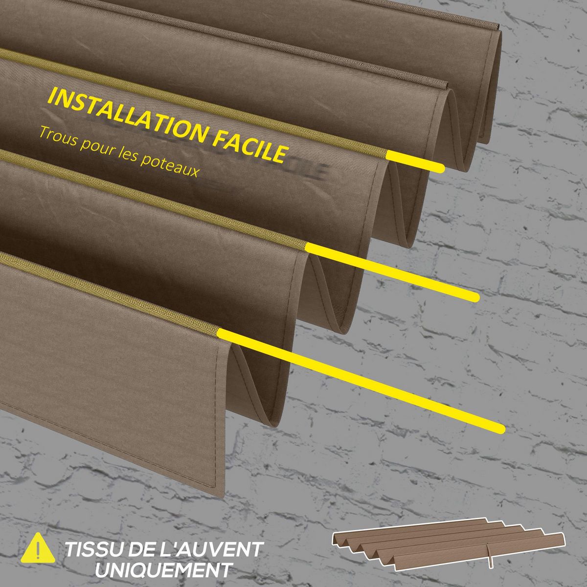 OUTSUNNY Toile de rechange pour pergola rétractable 3 x 2,15 m polyester haute densité 180 g/m² anti-UV30+ taupe