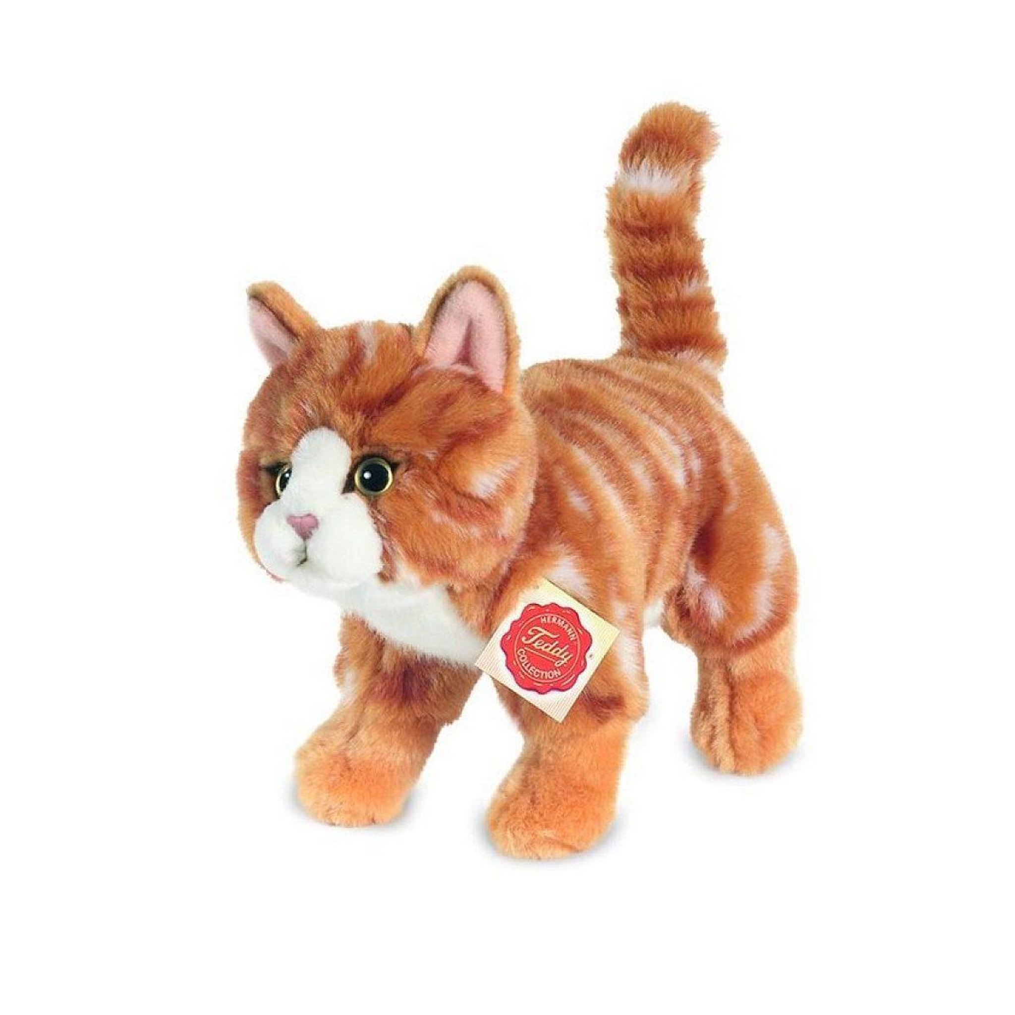 TEDDY BEAR Peluche chat debout rouge 20 cm