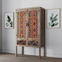 Voir la diapositive 2 : Rendez vous déco Armoire 2 portes 2 tiroirs en manguier et cannage coloré-Massaï