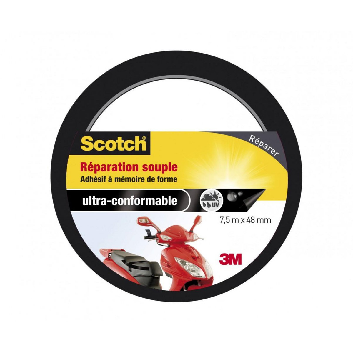 CENTRALE BRICO Adhésif SCOTCH réparation une face souple multiusage L.7.5 m x l.48 mm, noir