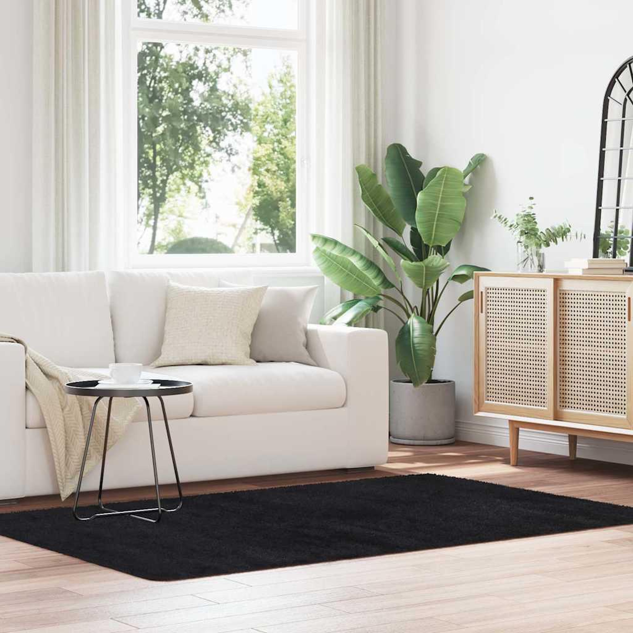 VIDAXL Tapis Shaggy a poils longs NAVARRA noir 130x200 cm polyester