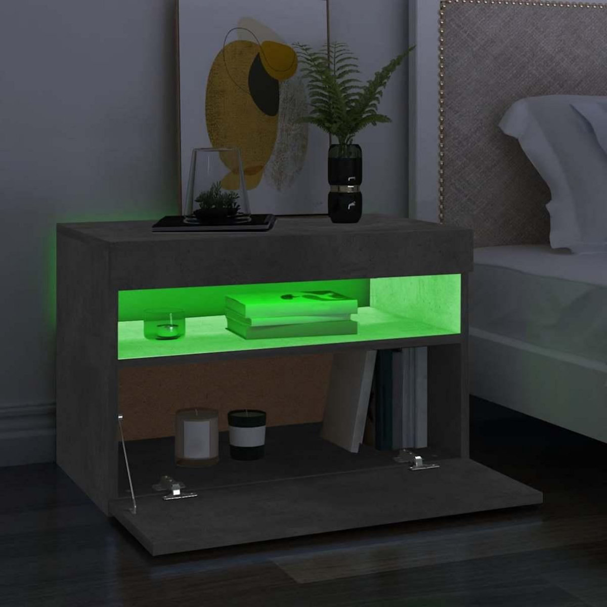 VIDAXL Meuble TV avec lumieres LED gris beton 60x35x40 cm