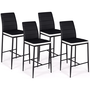 Voir la diapositive 1 : ID MARKET Lot de 4 tabourets ROMANE en PVC noirs bandeau blanc, chaises de bar rembourrées