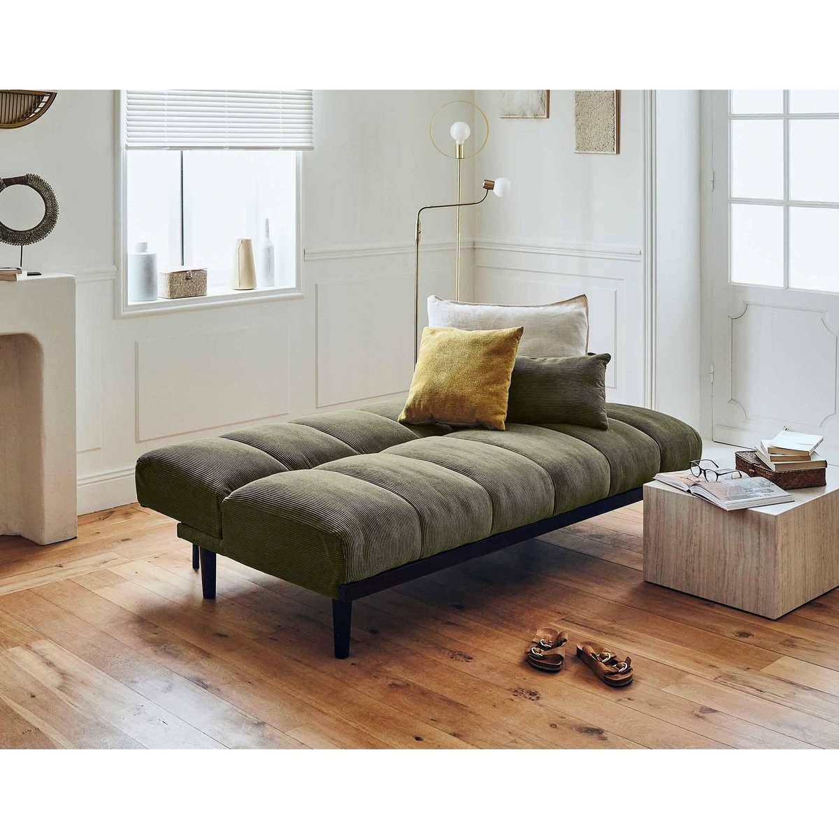 BEST MOBILIER Samarra - canapé convertible clic-clac 2 places - velours côtelé