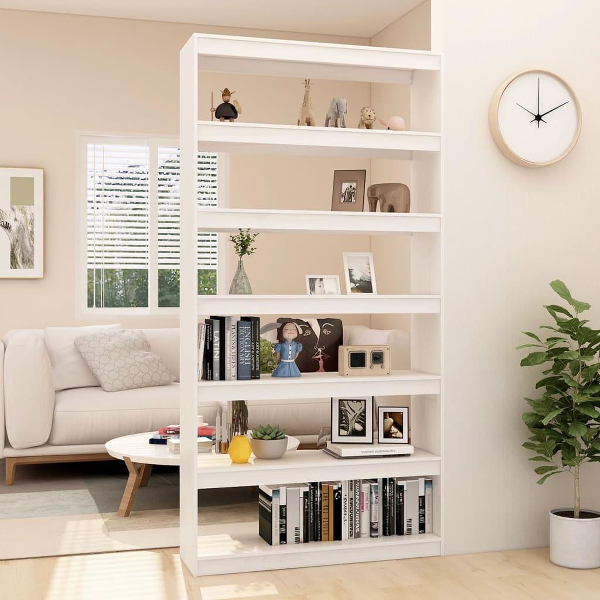 Voir la diapositive 3 : VIDAXL Bibliotheque/Separateur de piece Blanc 100x30x200 cm Pin massif