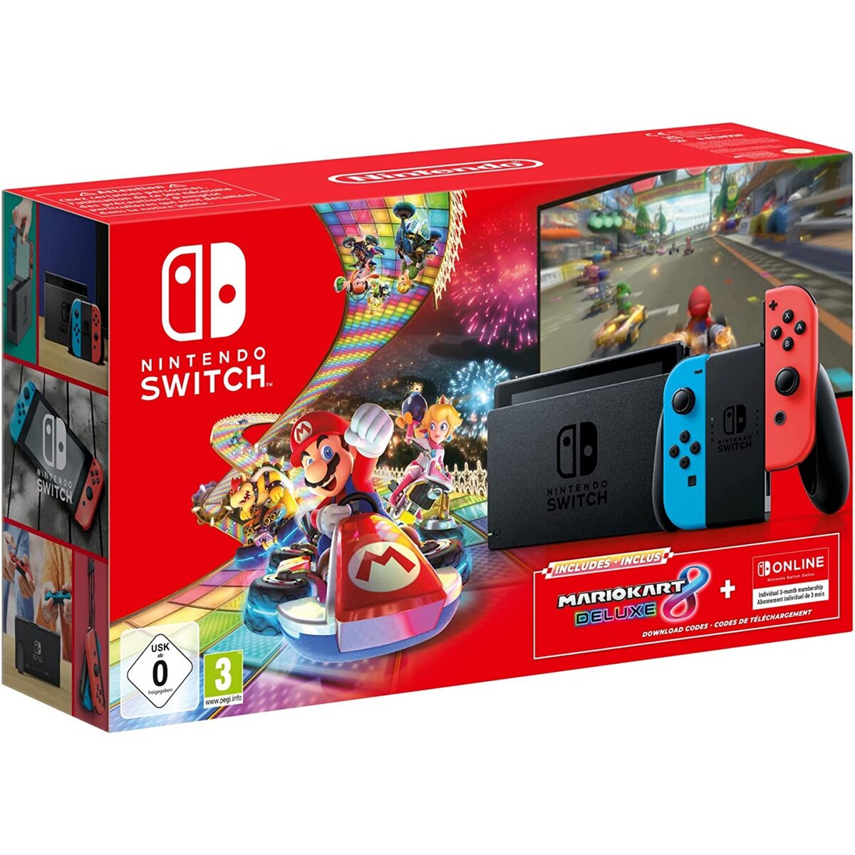 NINTENDO Console Nintendo Switch Néon Mario Kart 8 Deluxe Pré installé pas  cher 