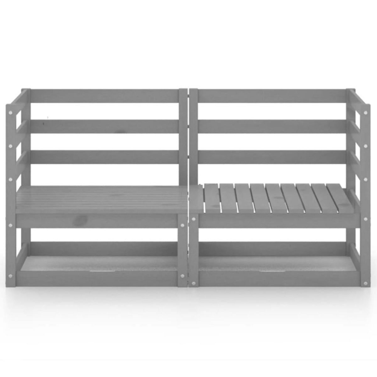 VIDAXL Canape a 2 places de jardin Gris Bois de pin solide