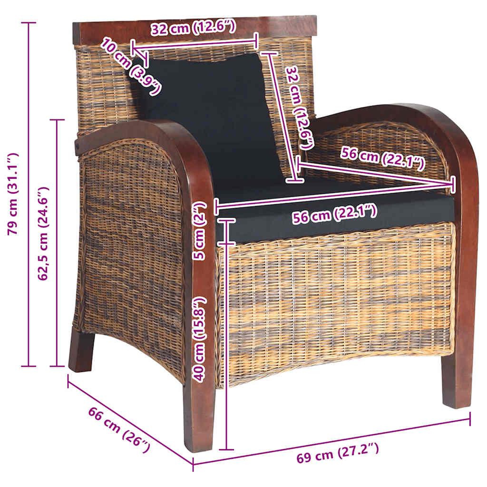 Voir la diapositive 6 : VIDAXL Fauteuil Rotin tisse a la main
