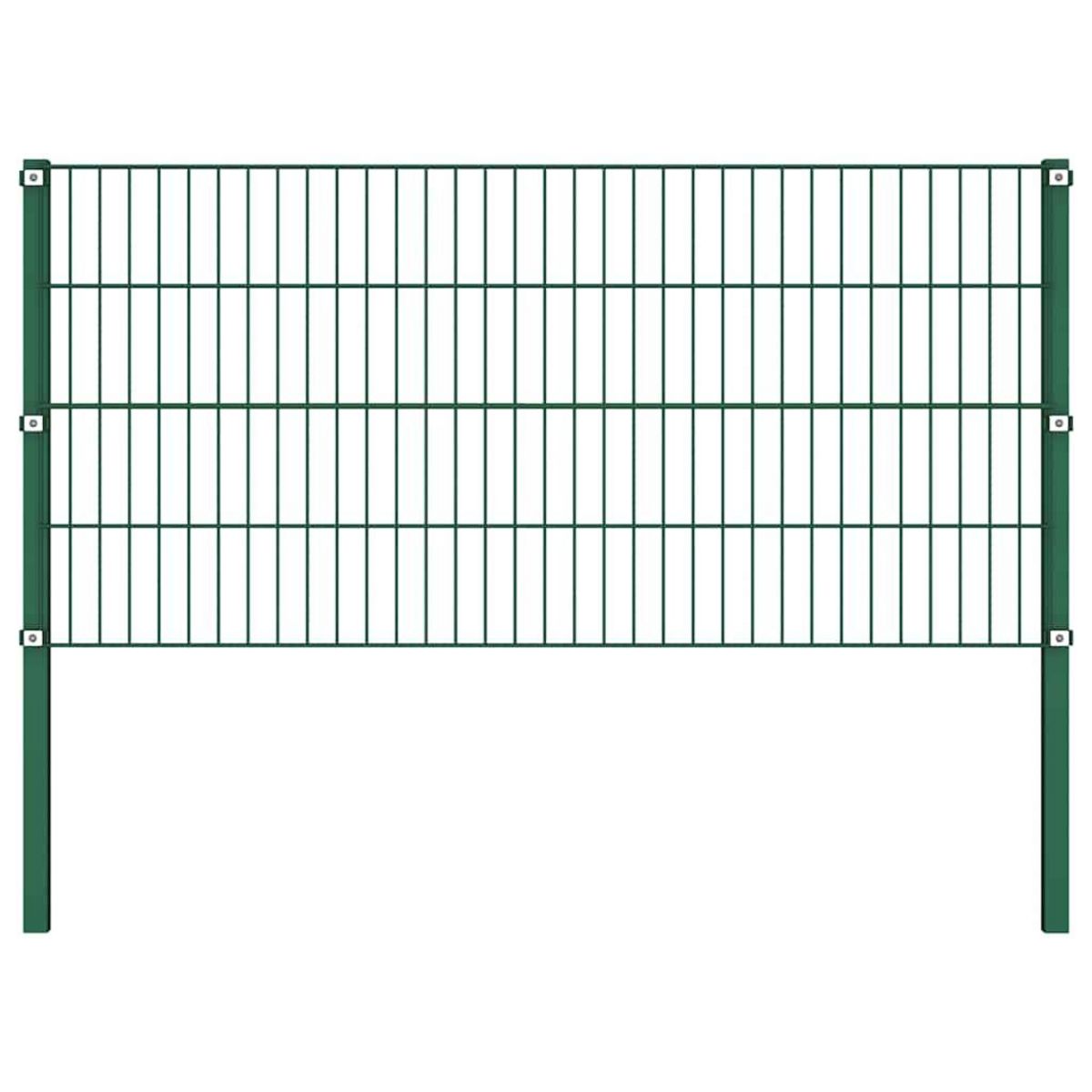 VIDAXL Panneau de cloture avec poteaux en fer 522 x 80 cm Vert