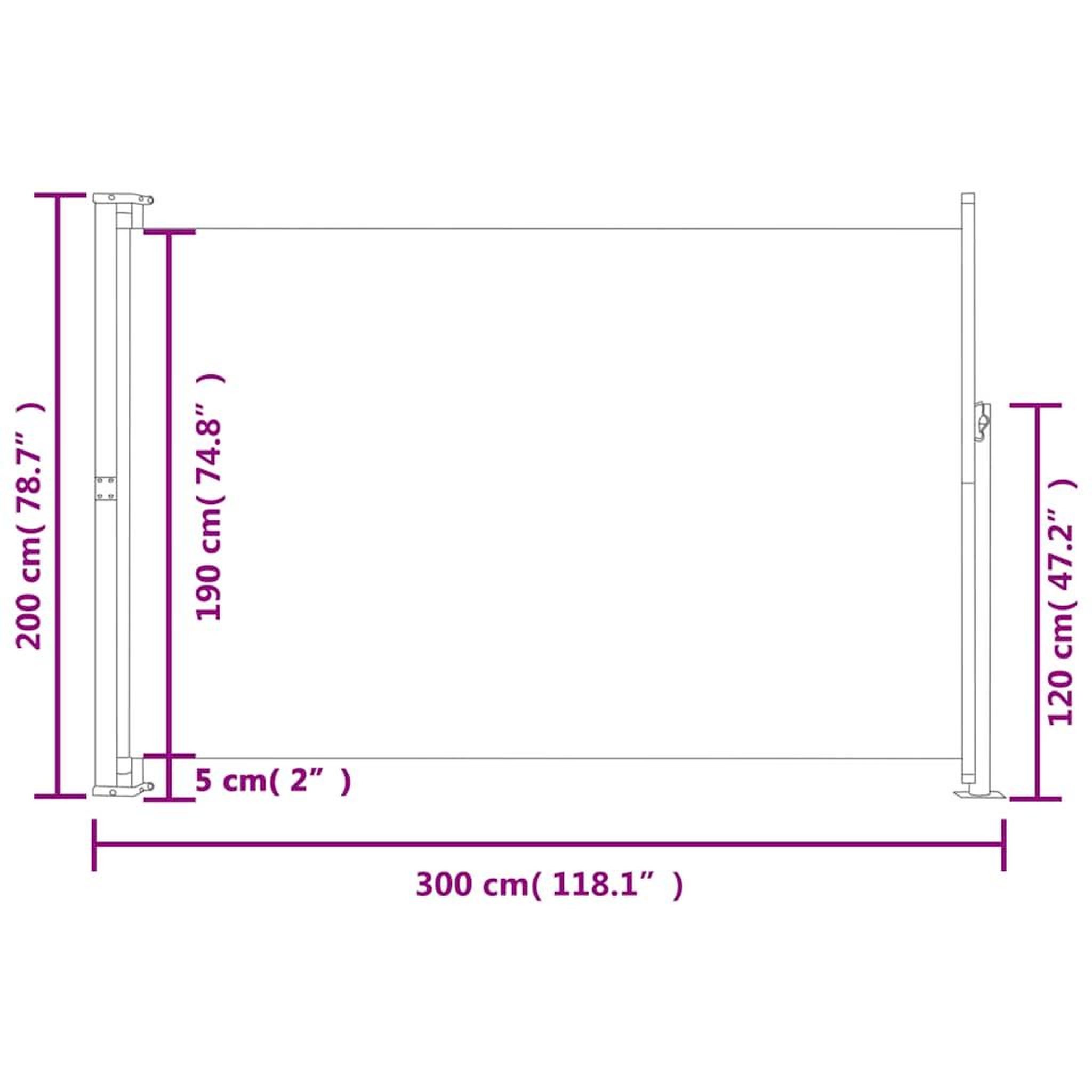 Voir la diapositive 6 : VIDAXL Auvent lateral retractable de patio 200x300 cm Noir