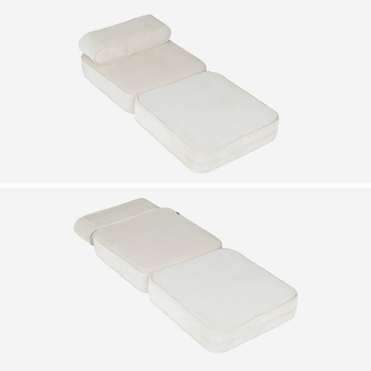 SWEEEK Fauteuil enfant en velours côtelé dépliable. couleur crème. L 66 x P 62 x H 43.5 cm