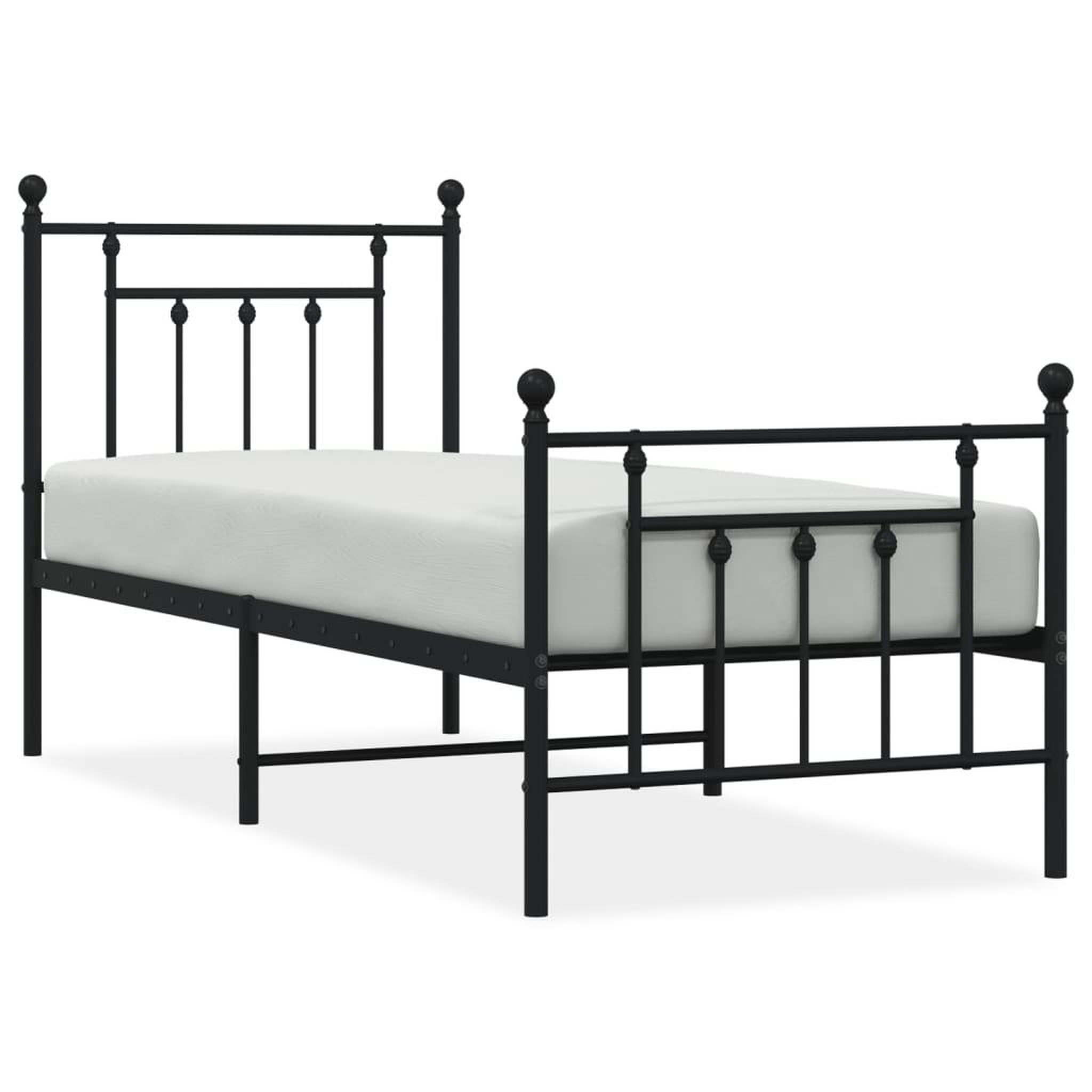 Voir la diapositive 2 : VIDAXL Cadre de lit metal sans matelas avec pied de lit noir 75x190 cm