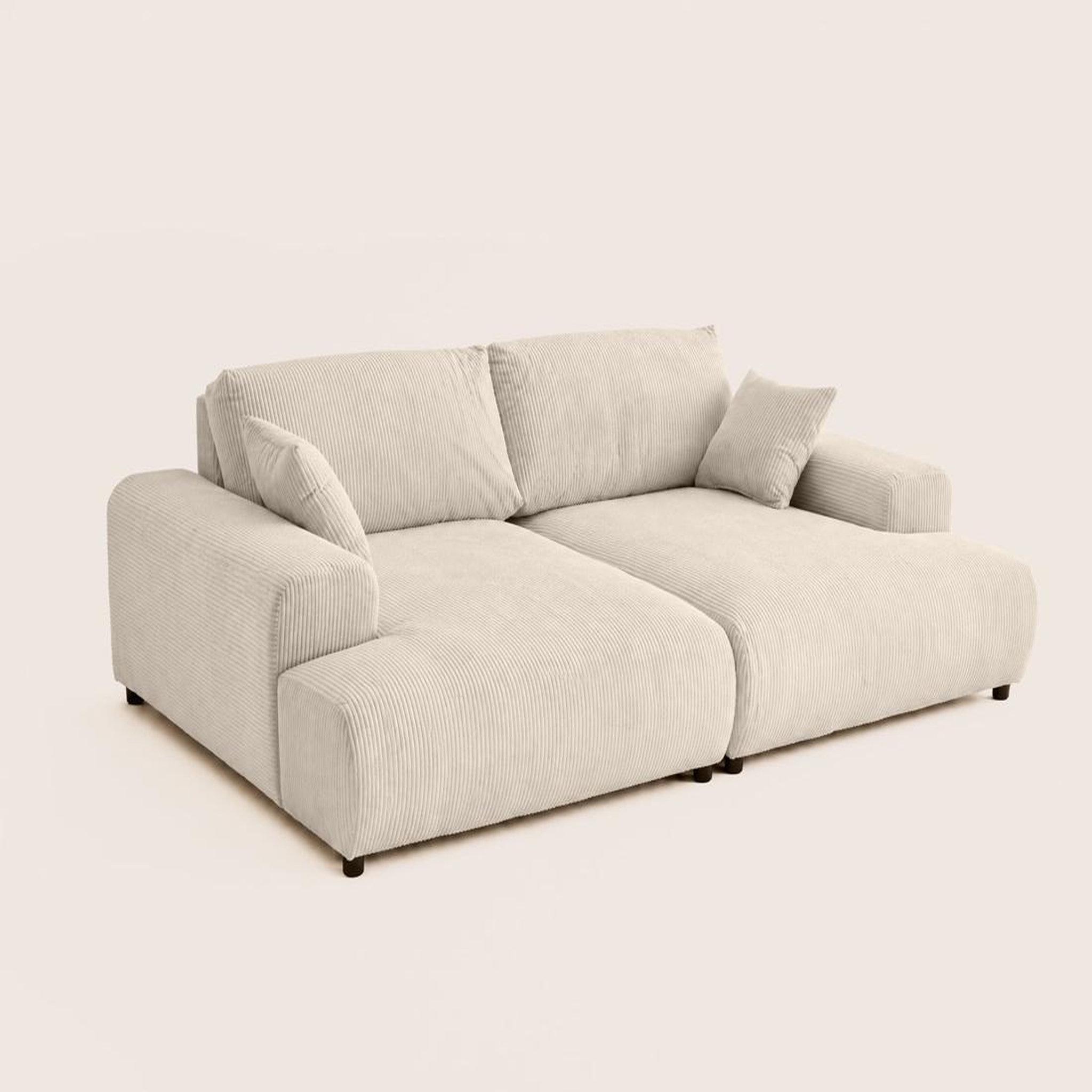 Voir la diapositive 5 : LISA DESIGN Garance - canapé droit 4 places double méridienne - assise profonde - en velours côtelé