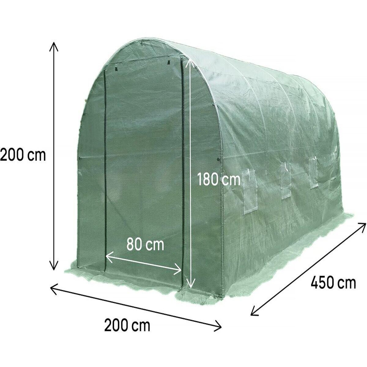 Habitat et Jardin Serre tunelle de jardin 4,5 x 2 m  Lys  - 9 m² - 130g - Vert