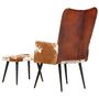 Voir la diapositive 4 : VIDAXL Chaise a oreilles avec repose-pied Marron Cuir veritable