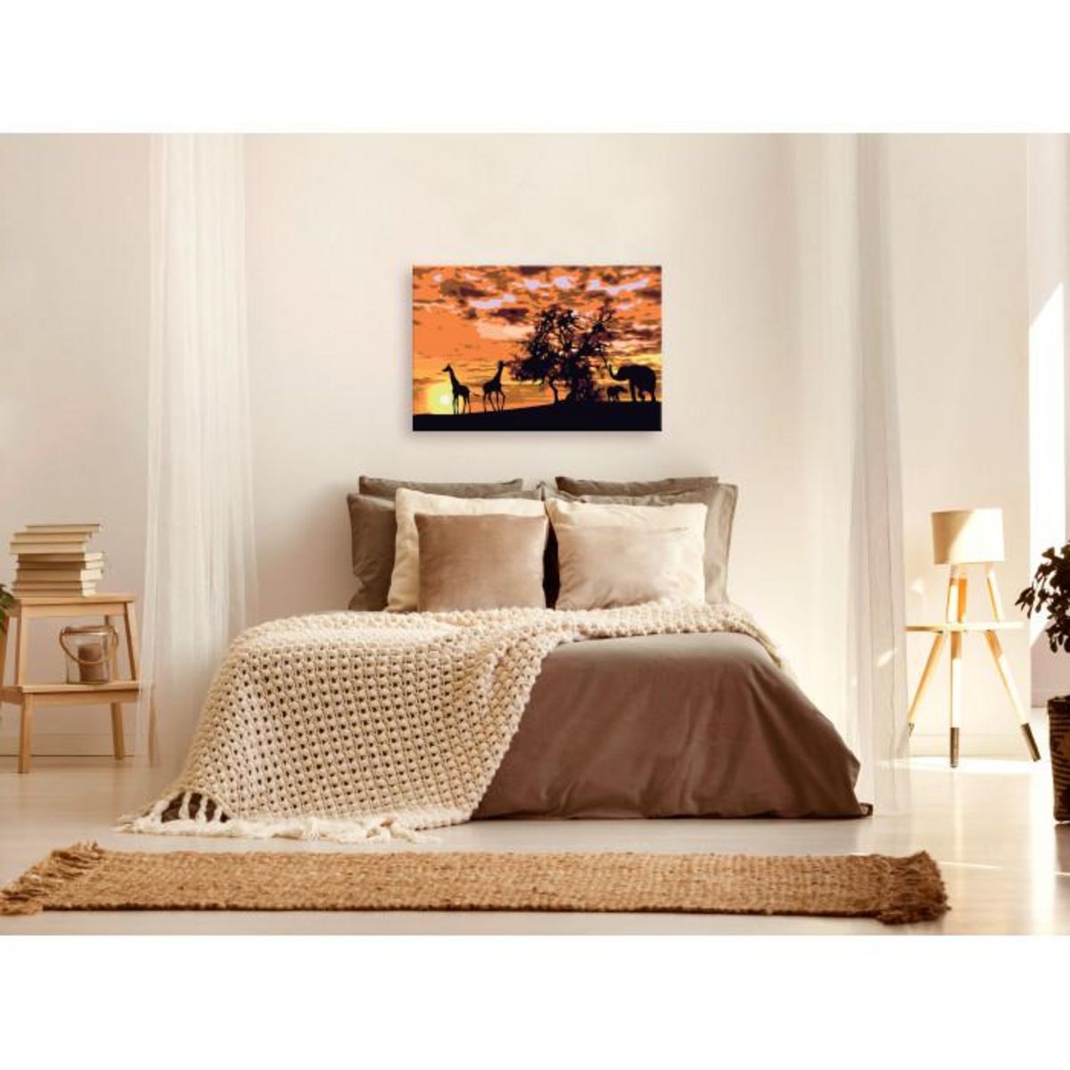 Paris Prix Tableau à Peindre Soi-Même  Savanne Girafes & Eléphantes  40x60cm