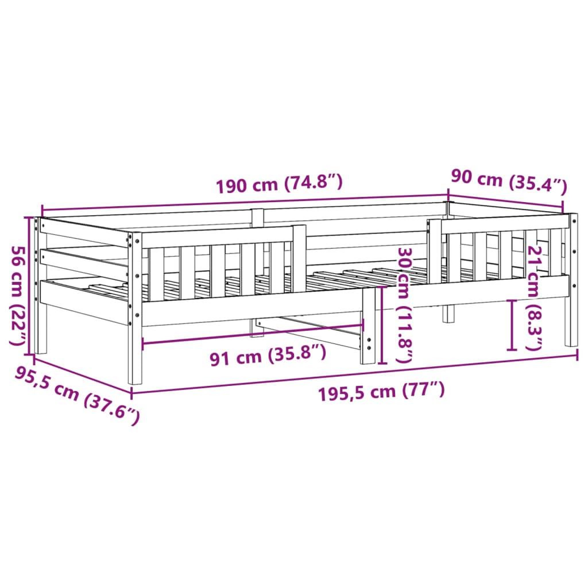 Voir la diapositive 6 : VIDAXL Cadre de lit sans matelas 90x190 cm bois de pin massif