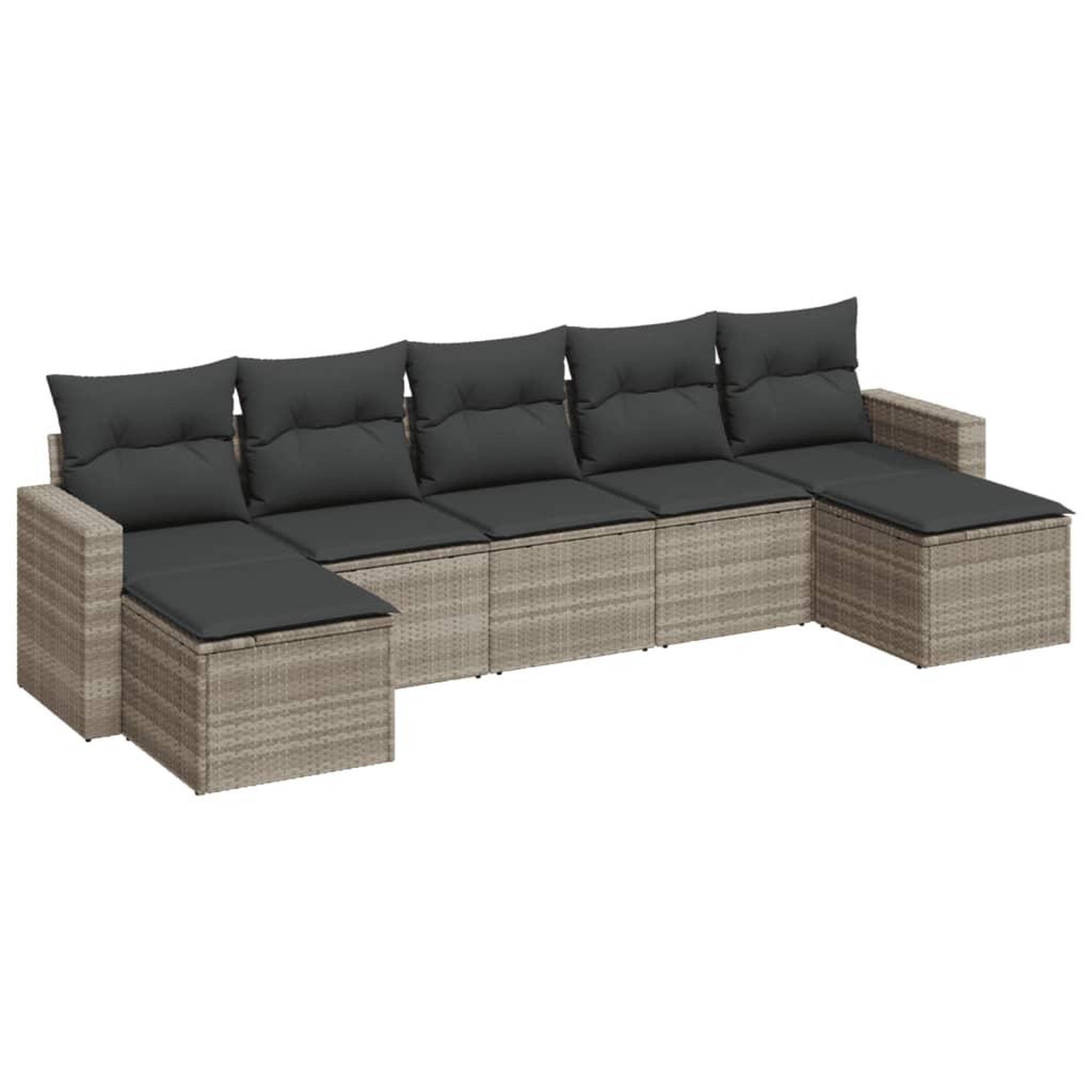 Voir la diapositive 2 : VIDAXL Salon de jardin avec coussins 7 pcs gris clair resine tressee