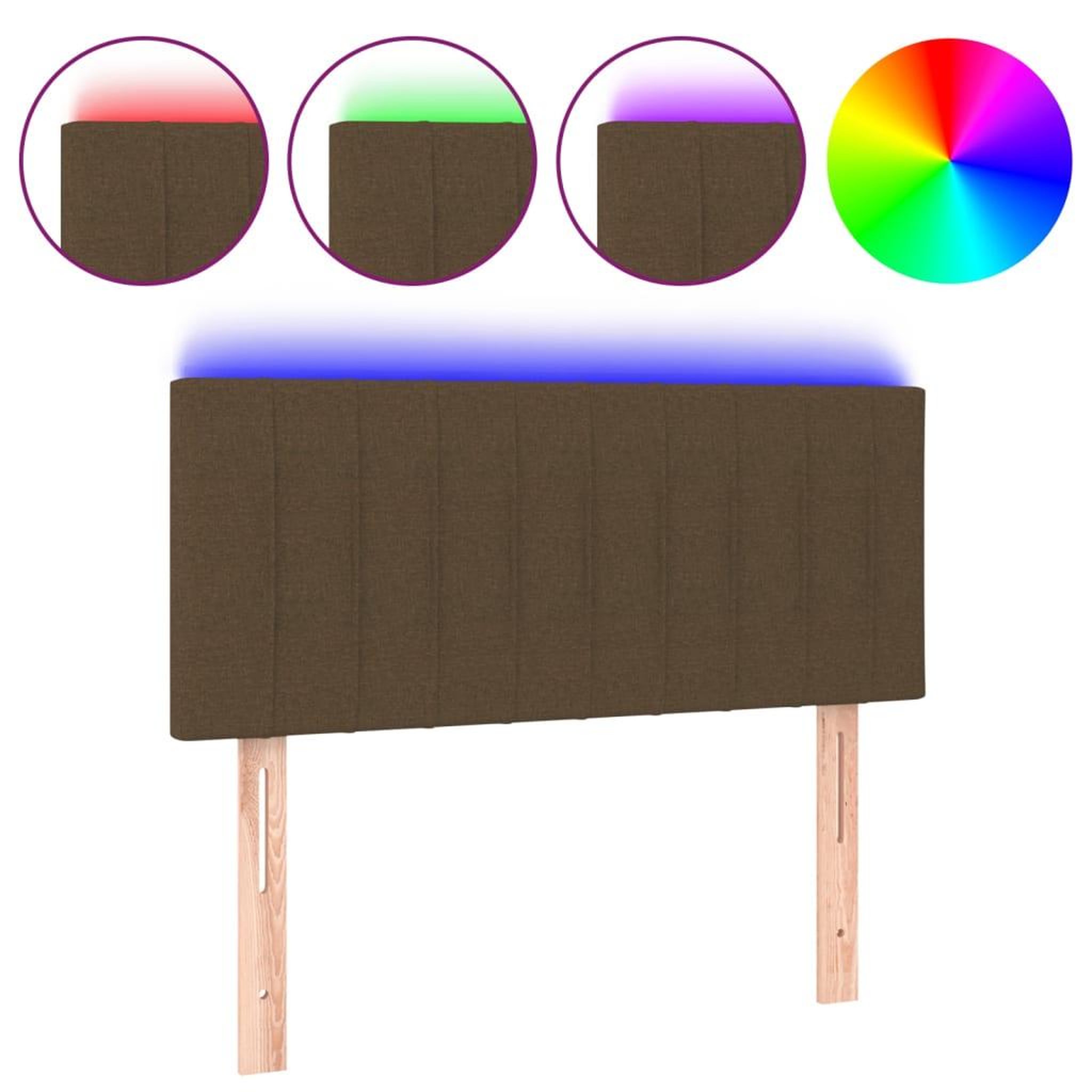 Voir la diapositive 2 : VIDAXL Tete de lit a LED Marron Fonce 80x5x78/88 cm Tissu