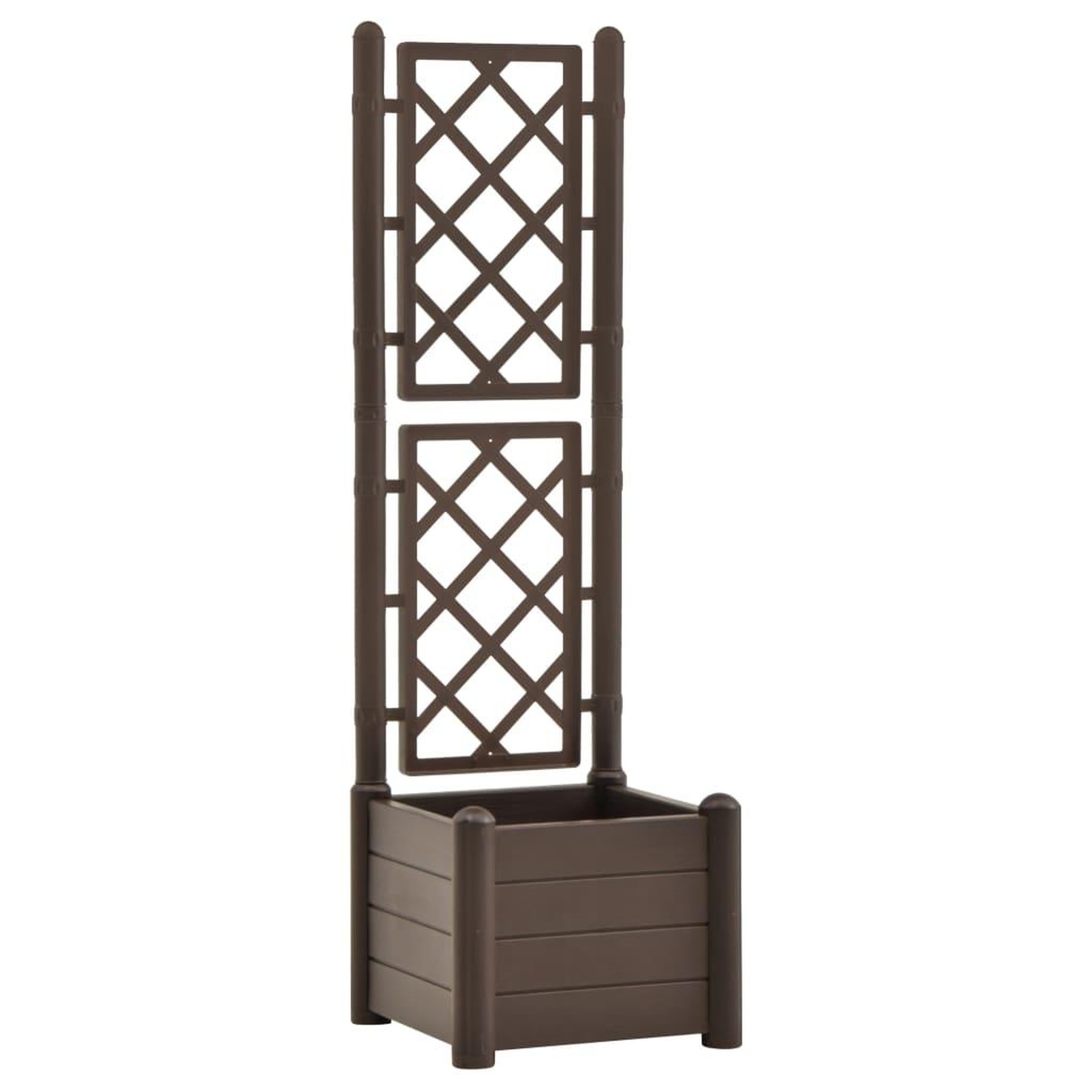 Voir la diapositive 2 : VIDAXL Jardiniere avec treillis 43x43x142 cm PP Moka