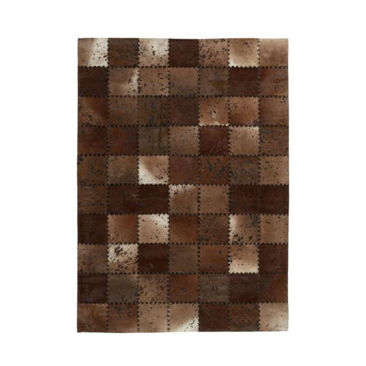 Paris Prix Tapis Patchwork en Cuir Fait Main  Voila  Marron