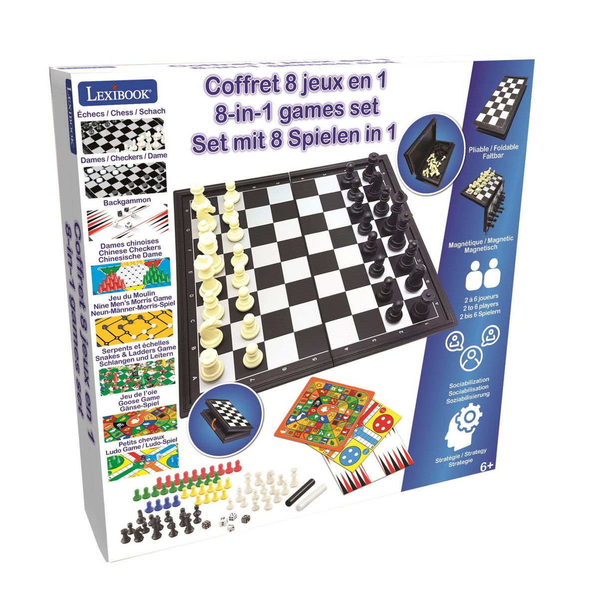 Lexibook Coffret 8 Jeux de société avec pions magnétiques