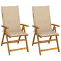 Voir la diapositive 1 : VIDAXL Chaises inclinables de jardin lot de 2 et coussins Bois acacia