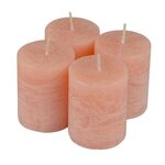 Paris Prix Lot de 4 Bougies Pilier  Rustique  5cm Rose Poudré