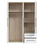 Voir la diapositive 4 : MARKET24 Armoire de chambre - MOKKARIS - Chene Sonoma / Blanc mat - 3 portes - 144,4 x 58,8 x 200,1 cm