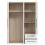 Voir la diapositive 4 : MARKET24 Armoire de chambre - MOKKARIS - Chene Sonoma / Blanc mat - 3 portes - 144,4 x 58,8 x 200,1 cm