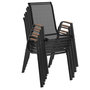 Voir la diapositive 4 : ID MARKET Lot de 6 chaises de jardin NOUMEA métal et textilène empilables noir et bois