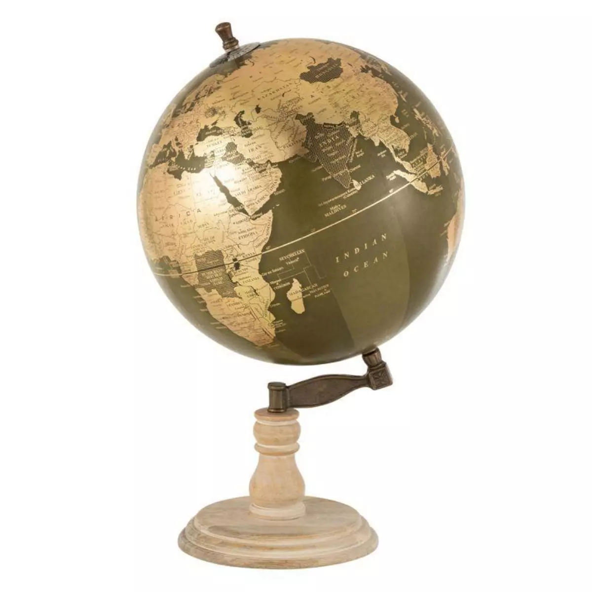 Paris Prix Globe sur Pied en Bois  Woods  50cm Kaki & Or