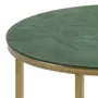 TOILINUX Table d'appoint ronde en verre et métal - Vert