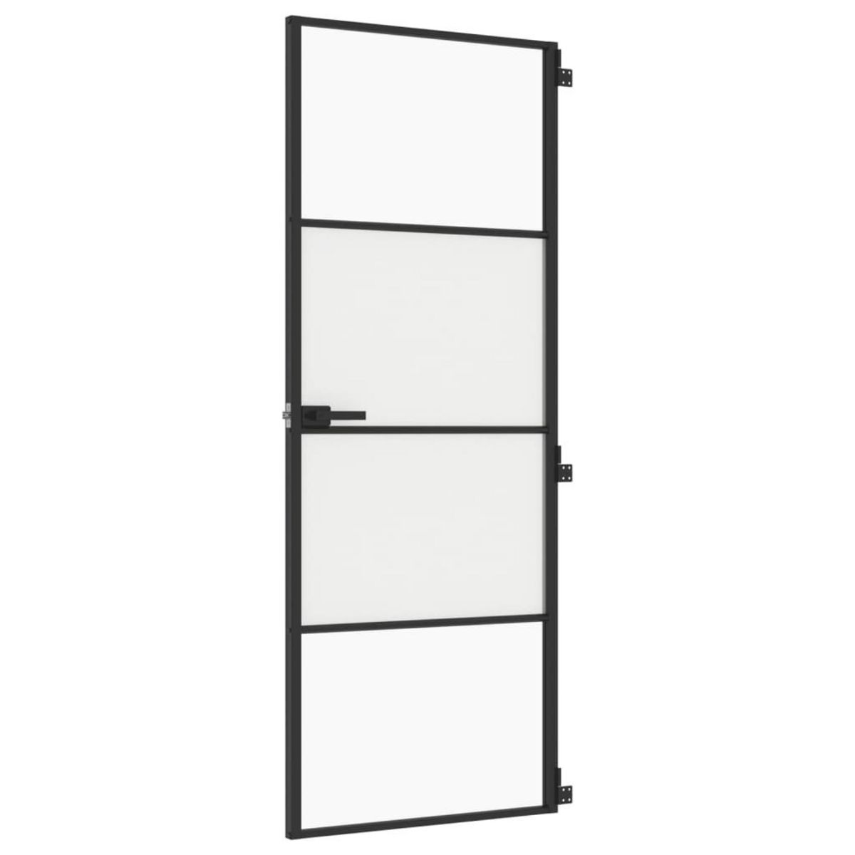 VIDAXL Porte interieure mince noir 76x201,5 cm verre trempe aluminium