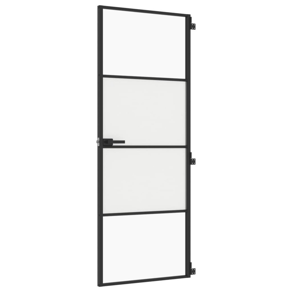 VIDAXL Porte interieure mince noir 76x201,5 cm verre trempe aluminium