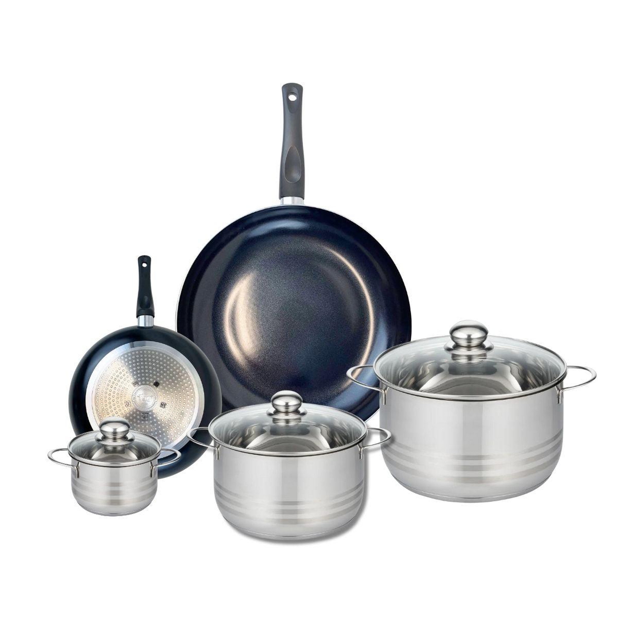 ELO Ensemble de 2 poêles de cuisson 20 et 32 cm et 3 faitouts 12, 20 et 24 cm elo prima brillant