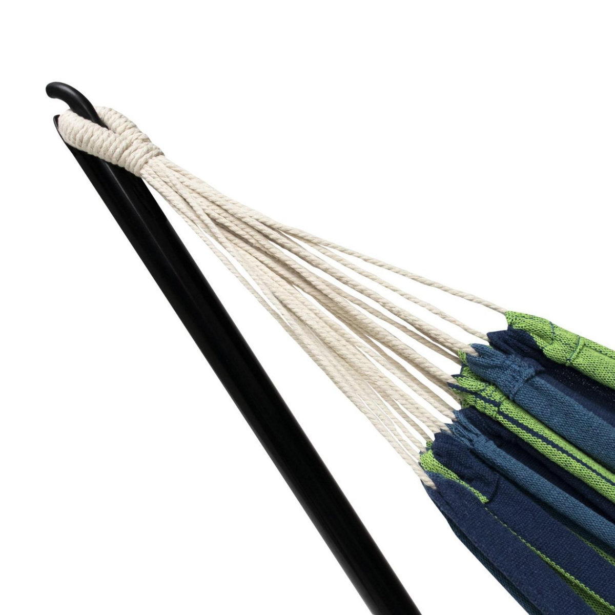 ID MARKET Hamac avec support métal et toile rayée bleue et verte