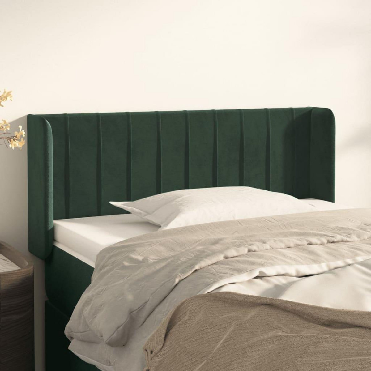 VIDAXL Tete de lit avec oreilles Vert fonce 93x16x78/88 cm Velours