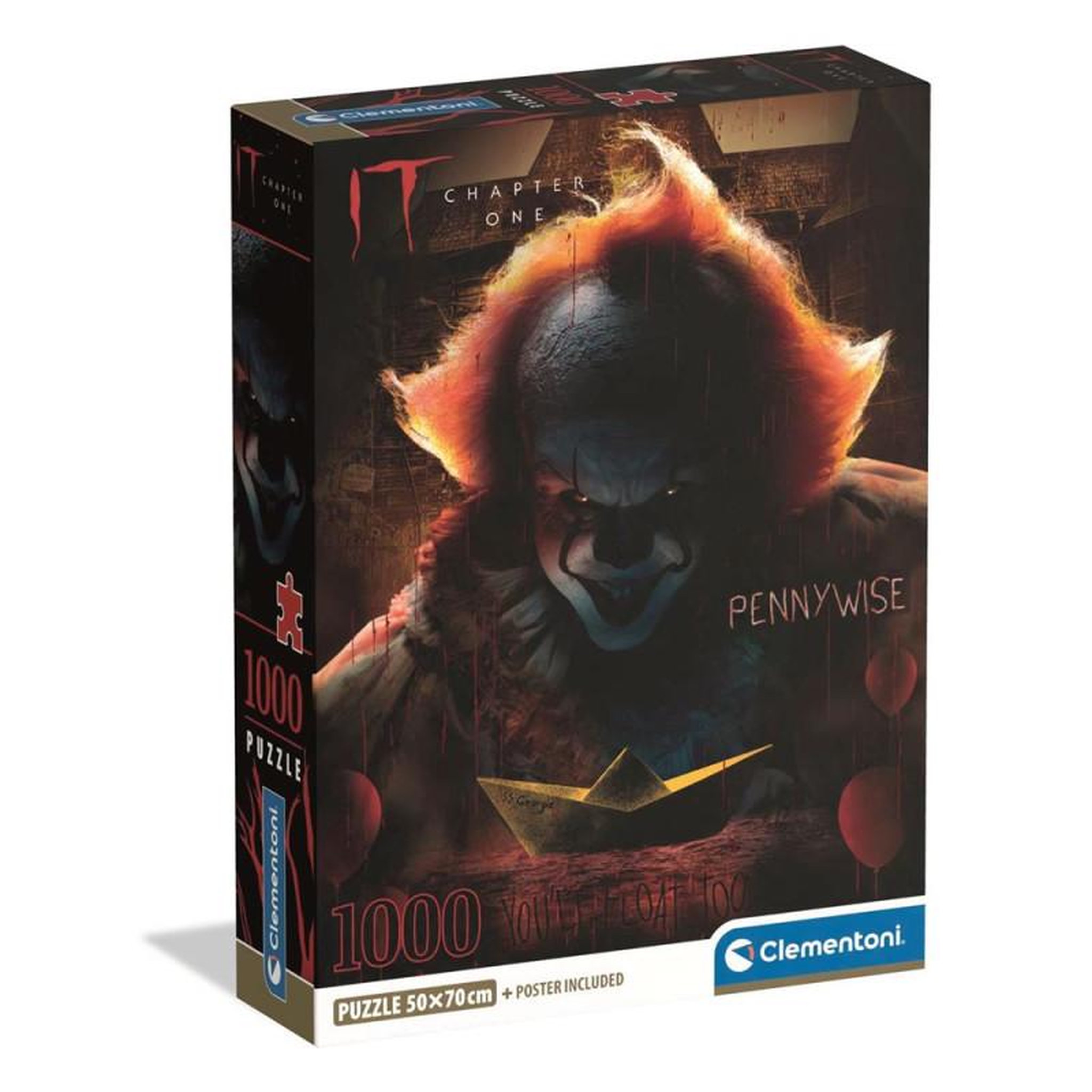 CLEMENTONI Puzzle Compact 1000 pièces – It – Univers horreur et suspense – Adulte – Clementoni