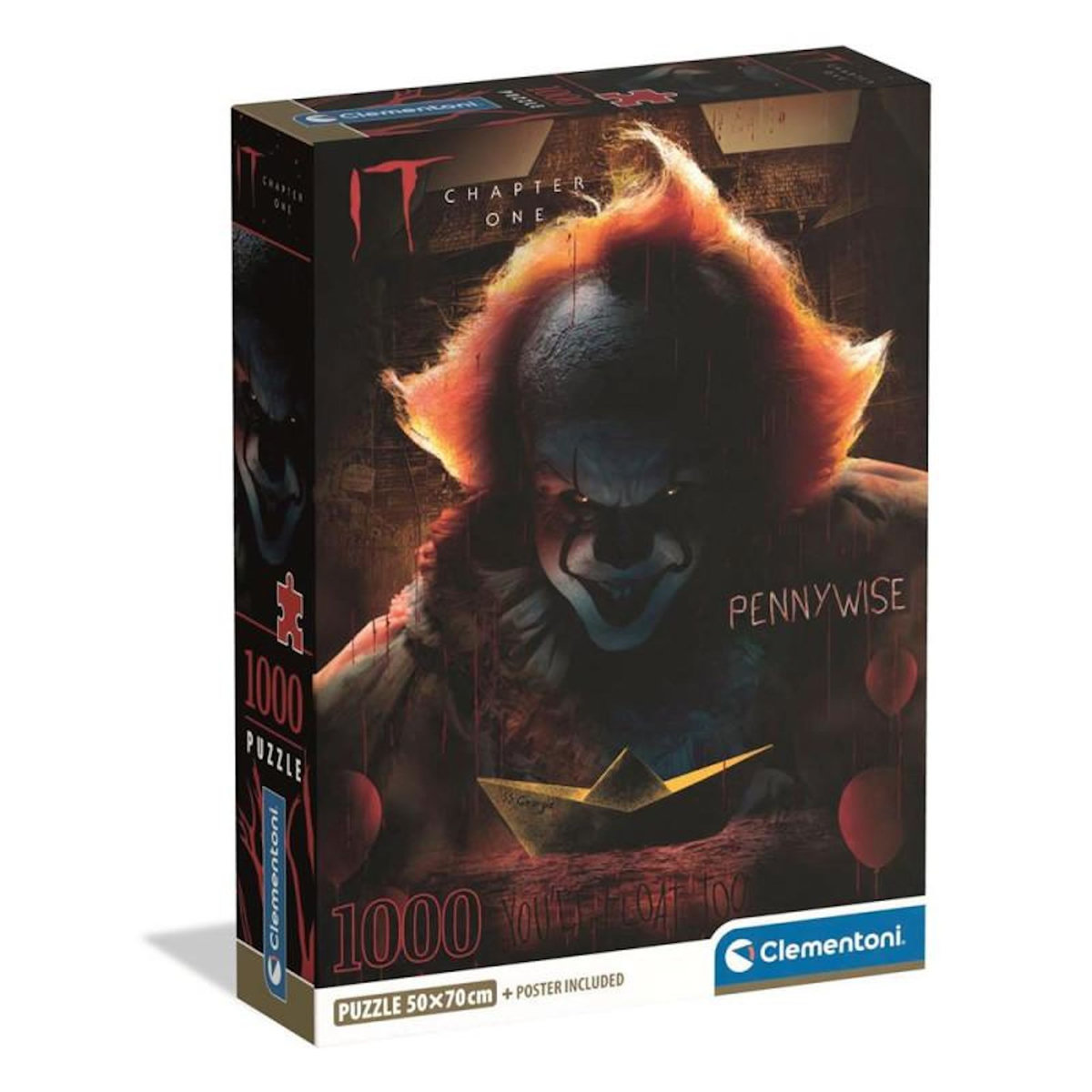CLEMENTONI Puzzle Compact 1000 pièces – It – Univers horreur et suspense – Adulte – Clementoni