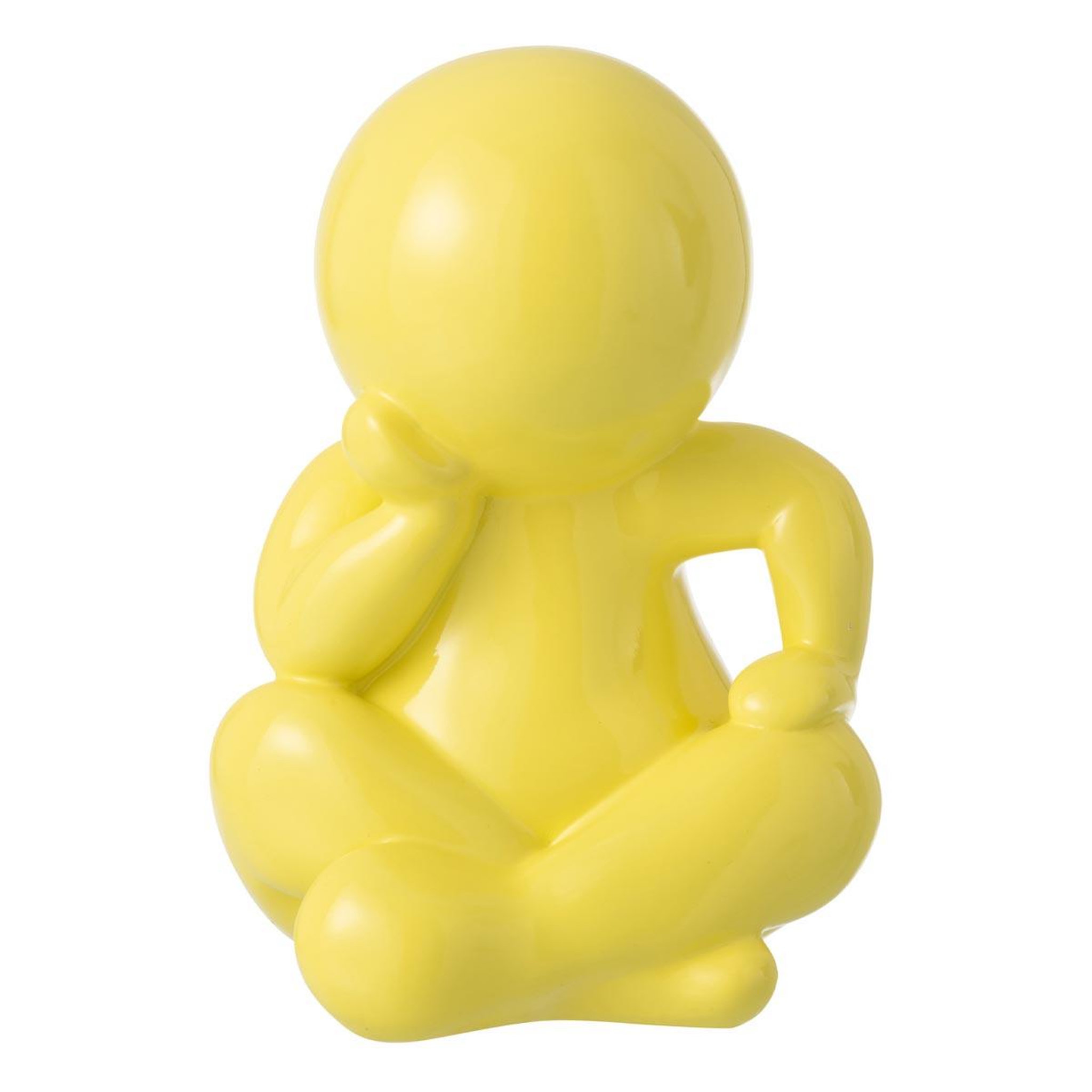 J-LINE Statuette déco unie  marcel  35cm jaune