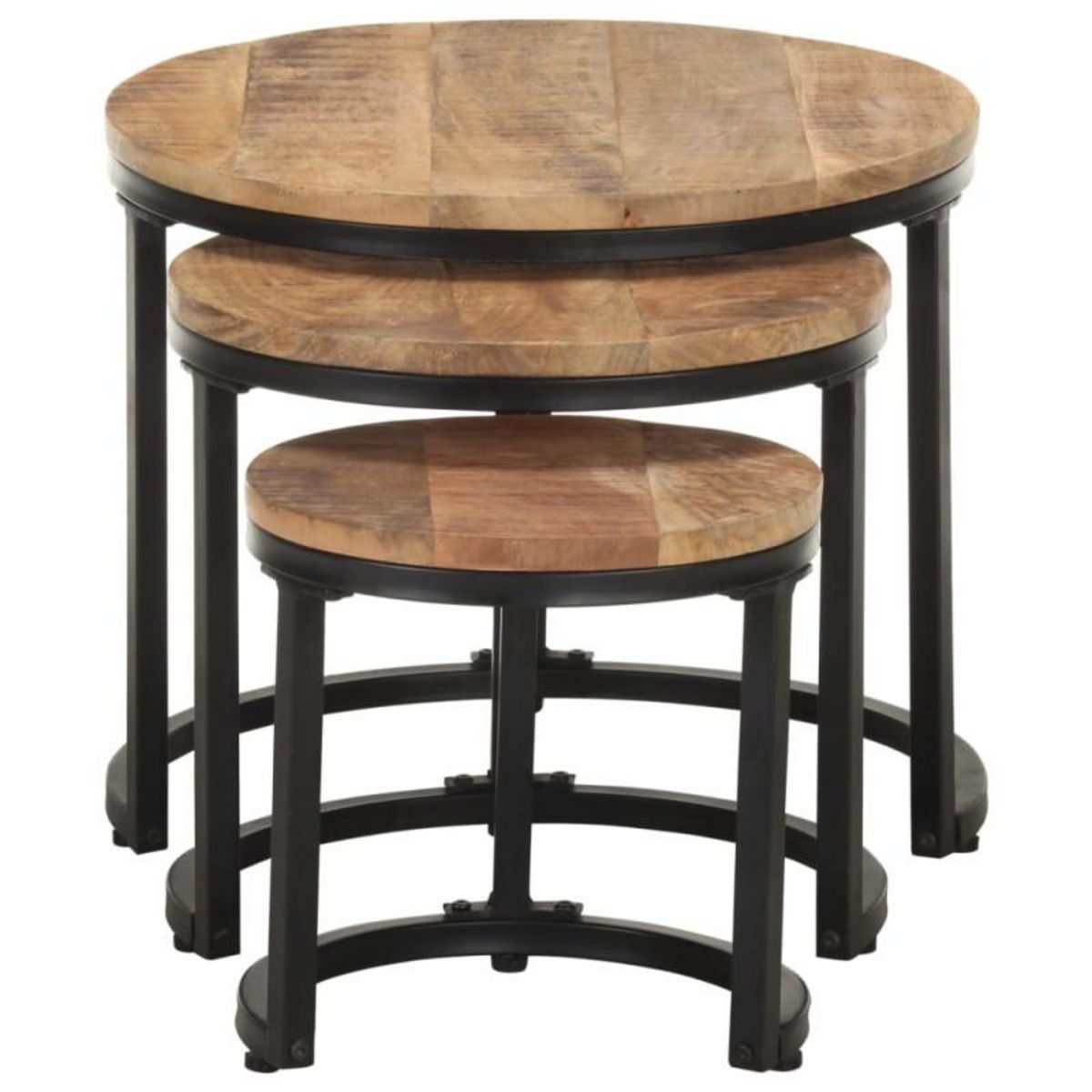 VIDAXL Tables d appoint 3 pcs Bois de manguier brut