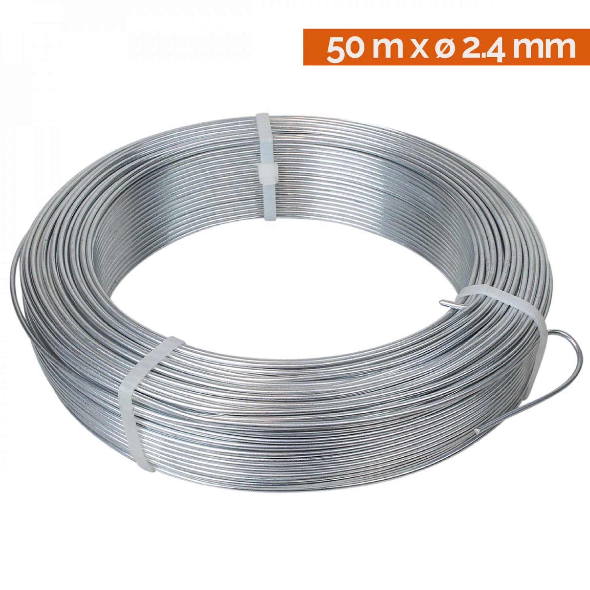 Voir la diapositive 2 : LINXOR Fil de tension en acier galvanisé pour grillage ou autre - 50 m x 2.4mm Ø - Gris