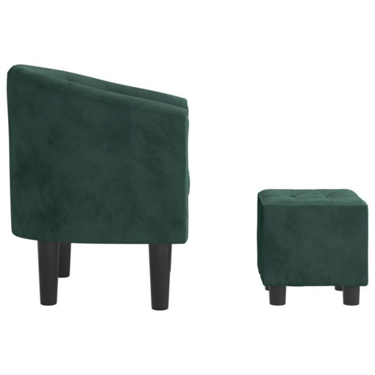 VIDAXL Fauteuil avec repose pied vert foncé velours