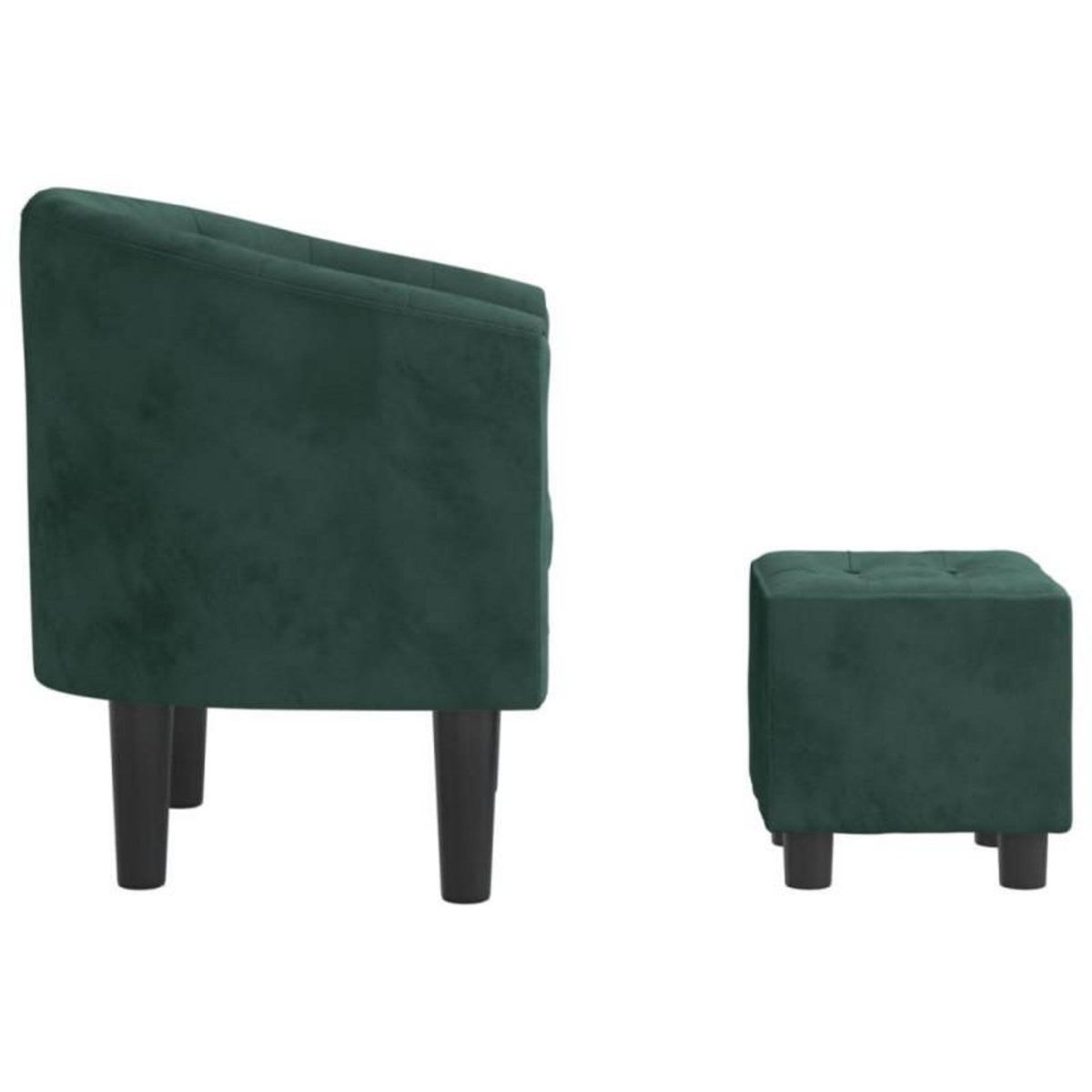 VIDAXL Fauteuil avec repose pied vert foncé velours