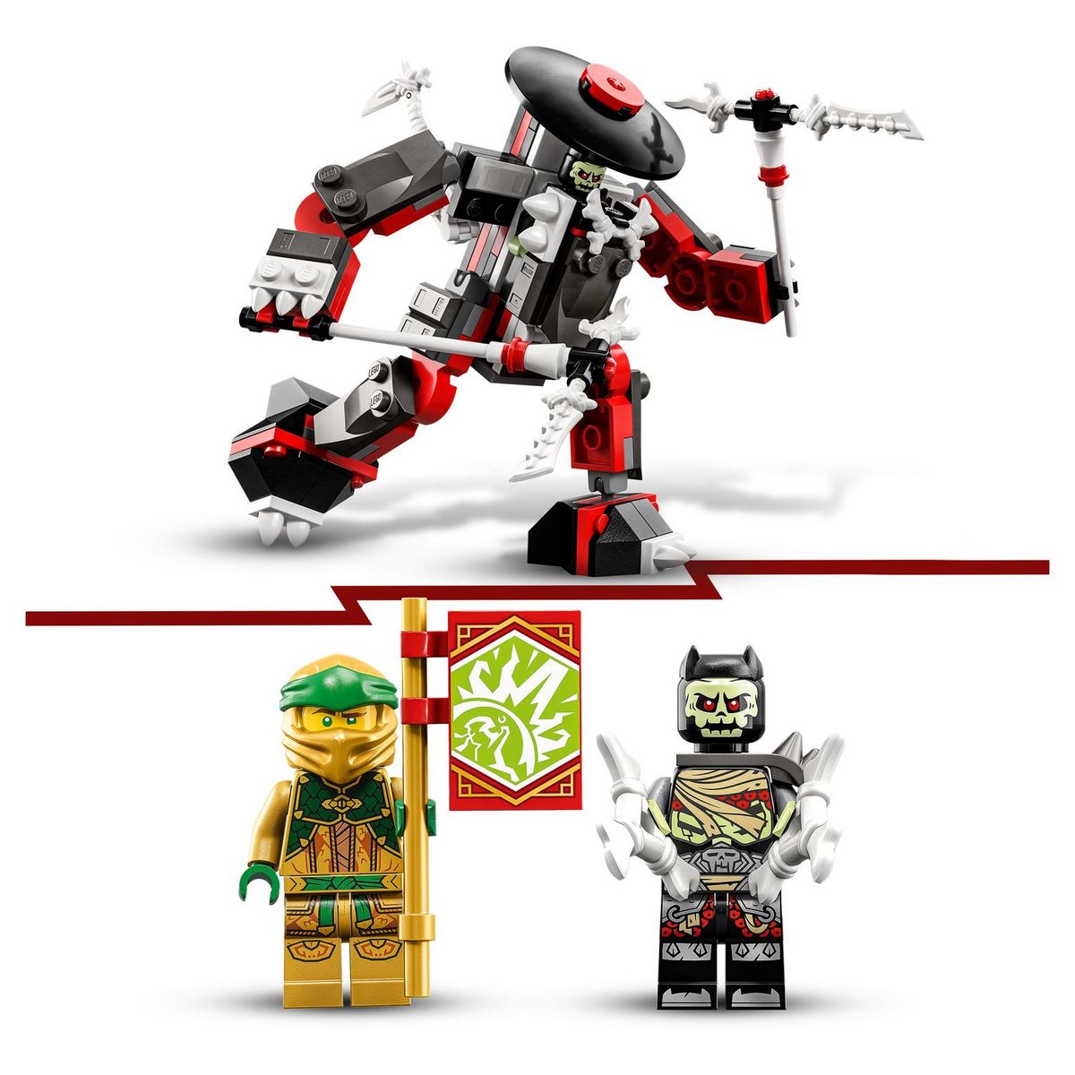 LEGO Ninjago 71781 Le combat des robots de Lloyd Évolution, Jouet pour Enfants de 6 Ans, avec Minifigurines Évolutives Guerrier Squelette et Lloyd Doré