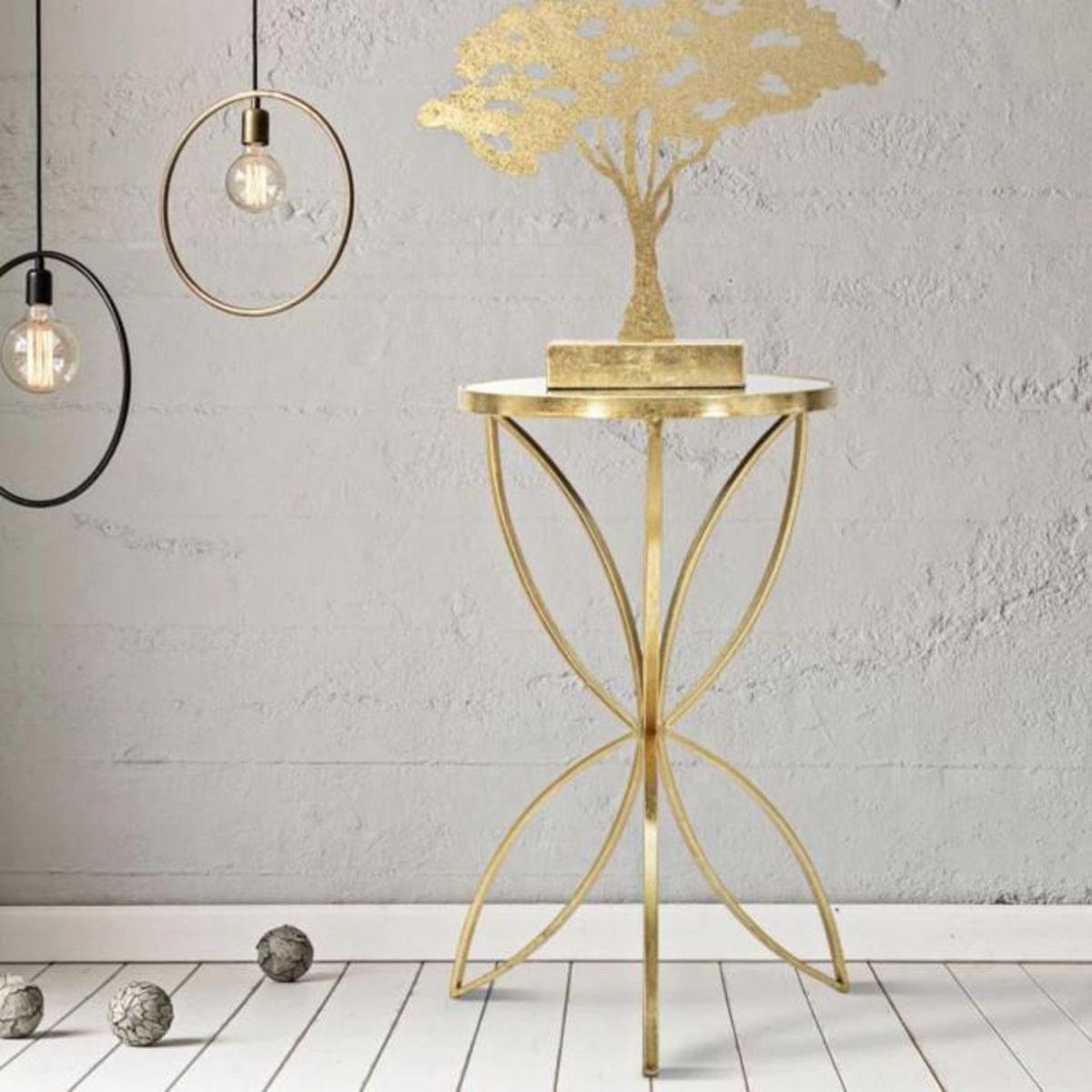 Paris Prix Table d'Appoint Design  Butterfly  60cm Or