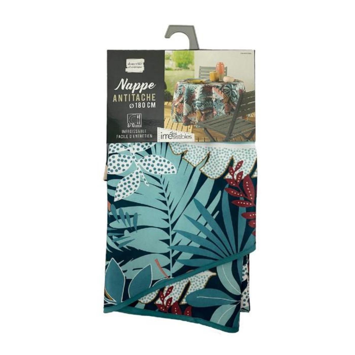 Paris Prix Nappe Ronde Antitache  Jacala  180cm Bleu