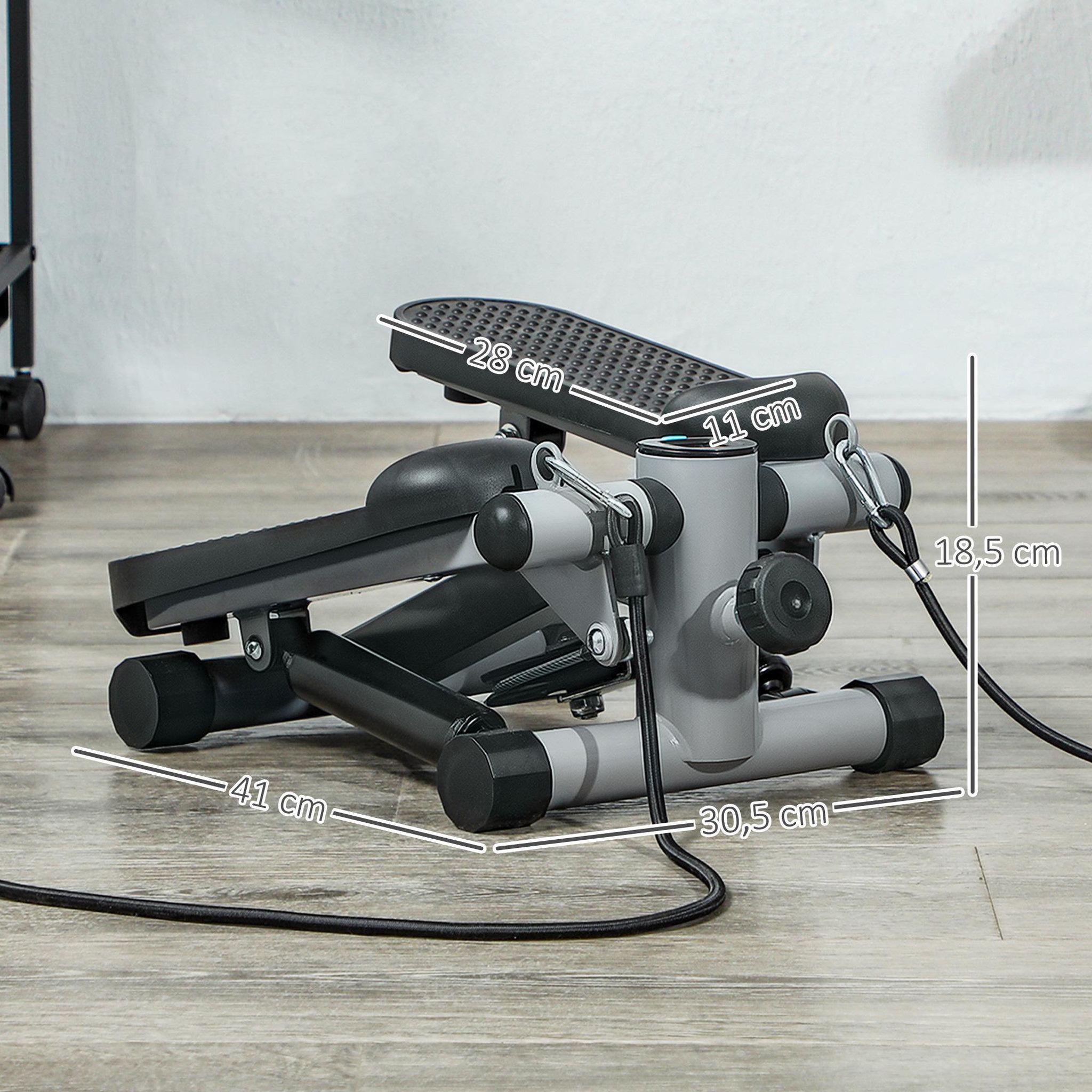 Voir la diapositive 3 : HOMCOM Mini stepper fitness réglable 2 bandes de résistance incluses écran lcd multifonction gris