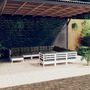Voir la diapositive 1 : VIDAXL Salon de jardin 11 pcs avec coussins blanc bois de pin